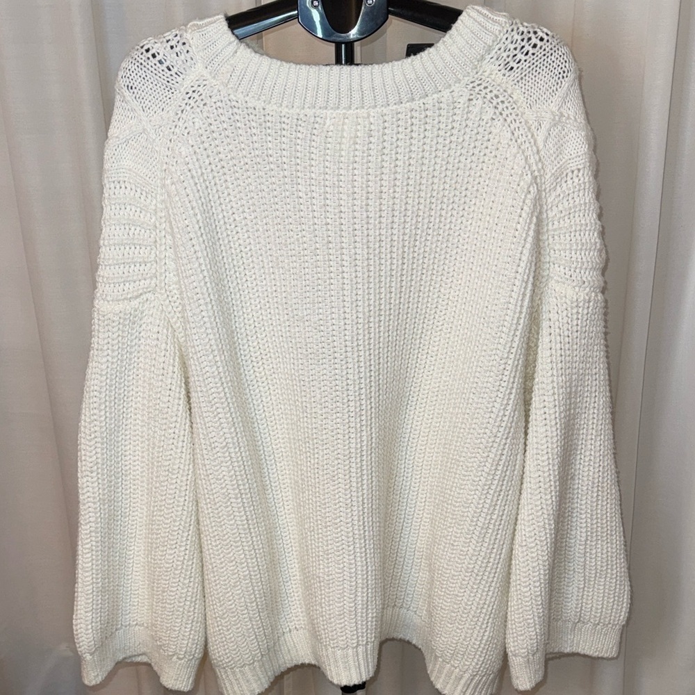 H&M Cream Cable Knit Oversized Sweater Chunky Braided Fisherman Pullover XXL - Picture 9 of 10
